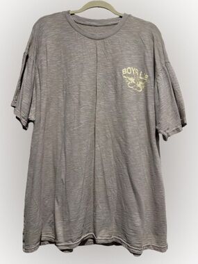 Boys Lie Gray Short-Sleeve Tee with Pale Yellow Chest Graphic